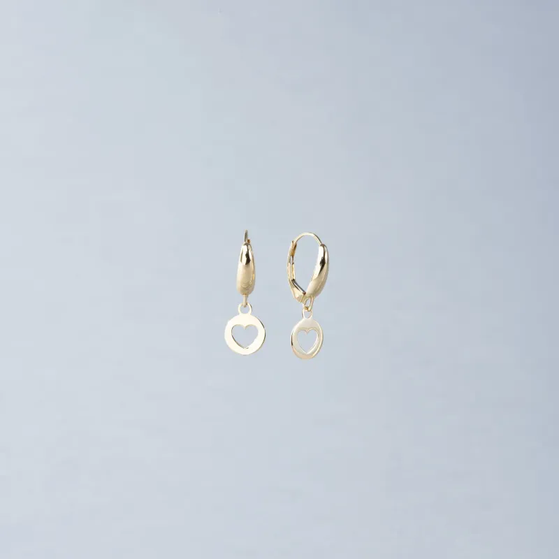 Yellow gold earrings with heart