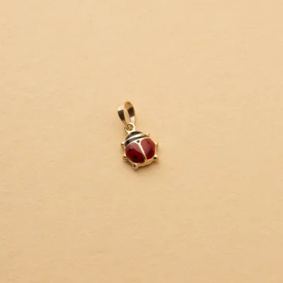 Yellow gold pendant "Lady bug" with enamel