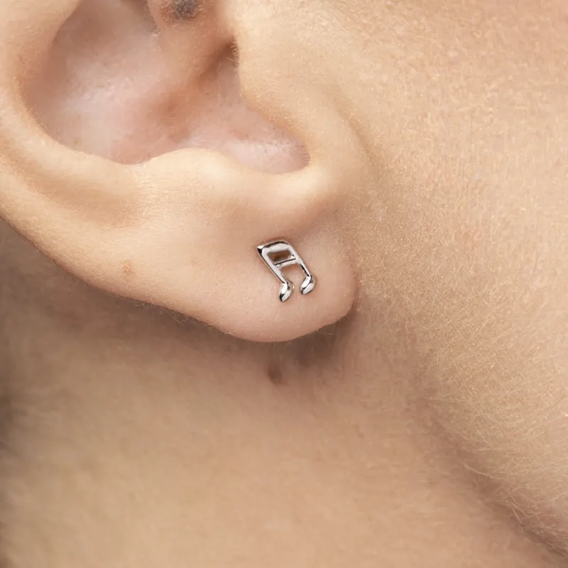White gold musical note earrings